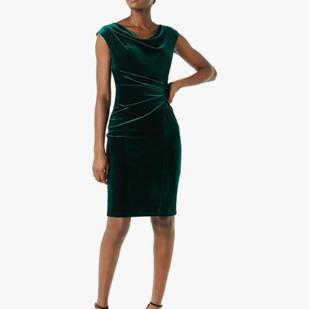 Vince Camuto Green Velvet Midi Dress